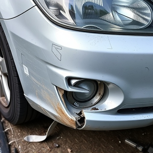 damaged car bumper