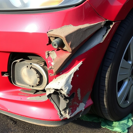 damaged car bumper