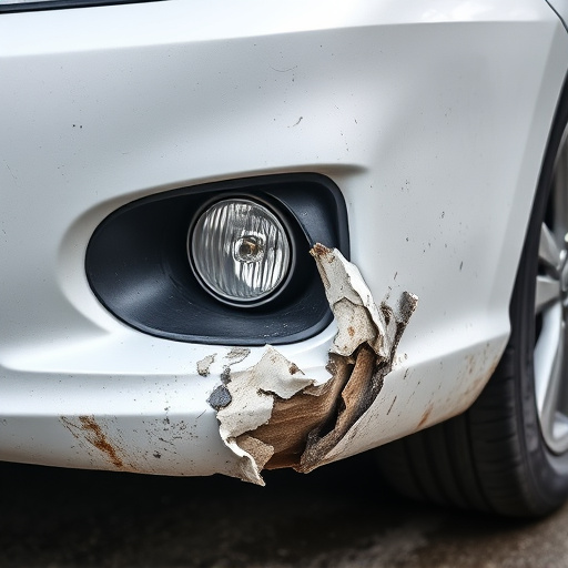damaged car bumper