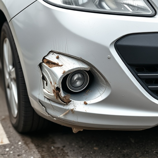 damaged car bumper
