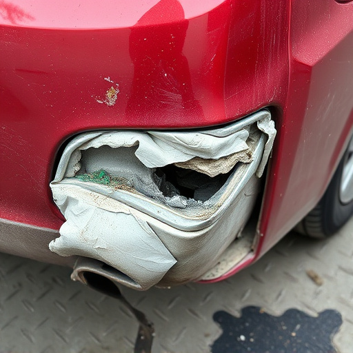 damaged car bumper