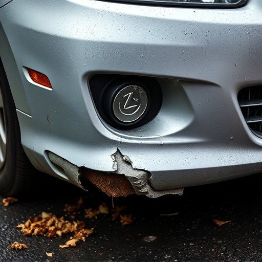 damaged car bumper