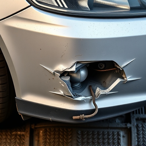 damaged car bumper