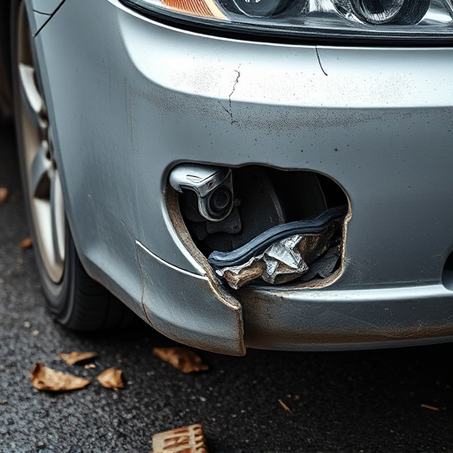 damaged car bumper