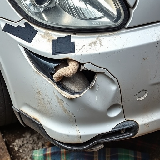 damaged car bumper