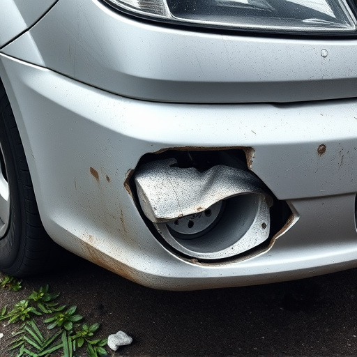damaged car bumper
