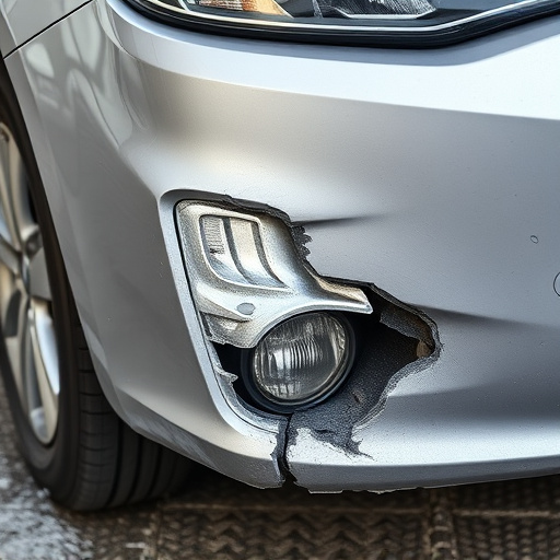 damaged car bumper