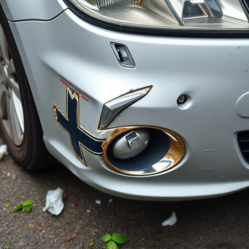 damaged car bumper