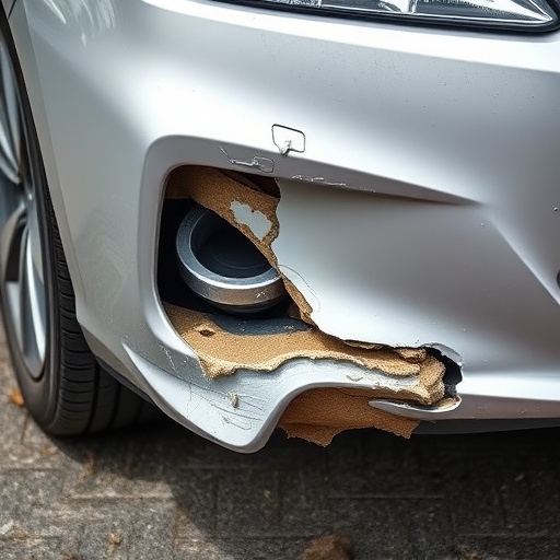 damaged car bumper