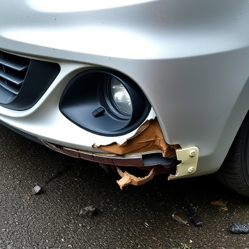 damaged car bumper