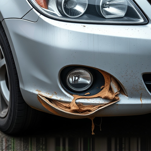 damaged car bumper