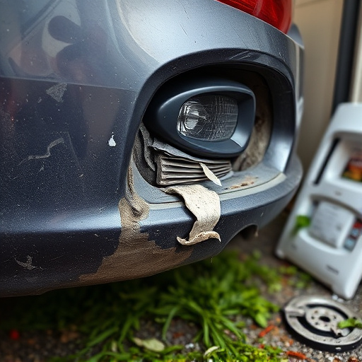 damaged car bumper