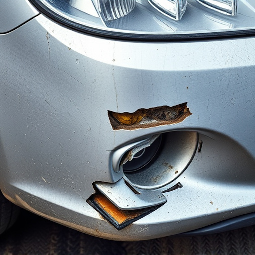 damaged car bumper
