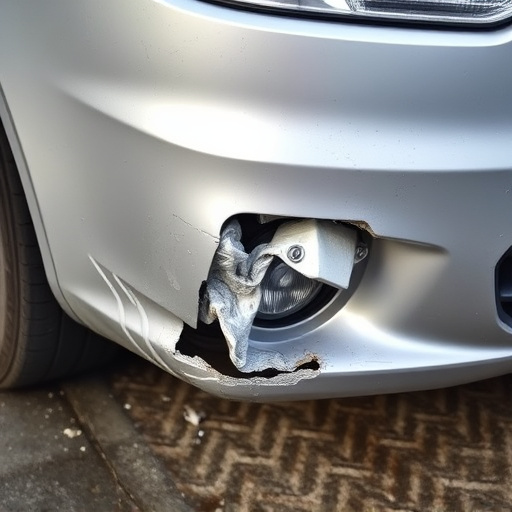 damaged car bumper