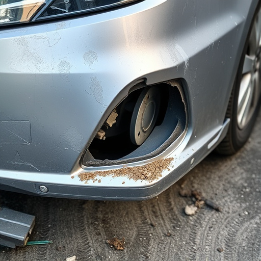 damaged car bumper