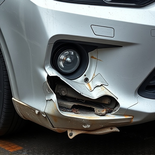damaged car bumper