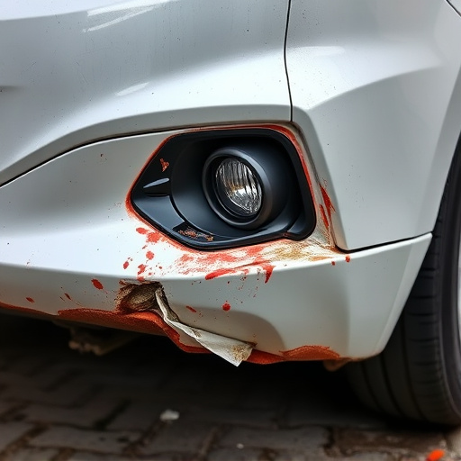 damaged car bumper