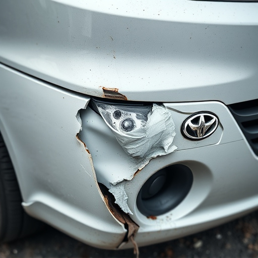 damaged car bumper