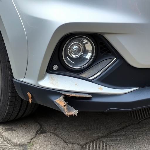 damaged car bumper