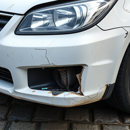 damaged car bumper