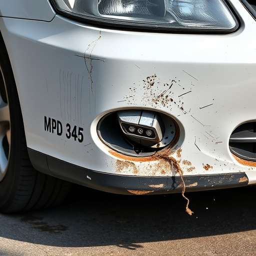 damaged car bumper