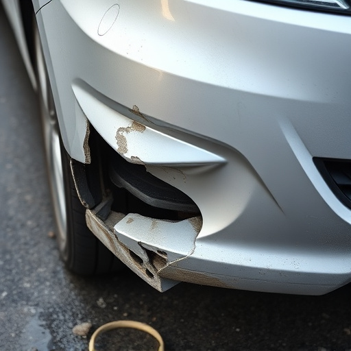 damaged car bumper