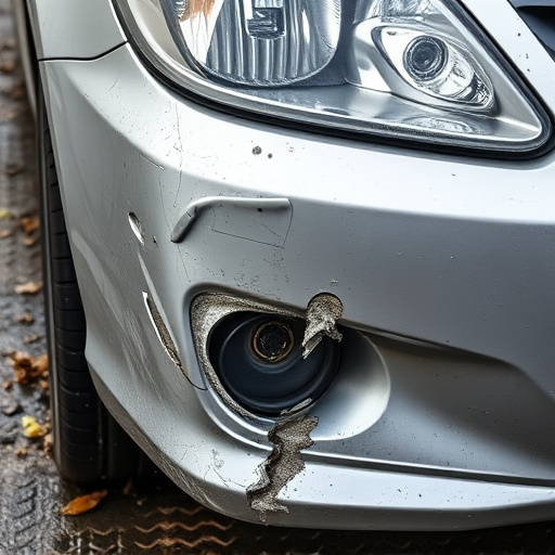 damaged car bumper