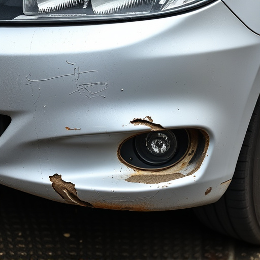 damaged car bumper
