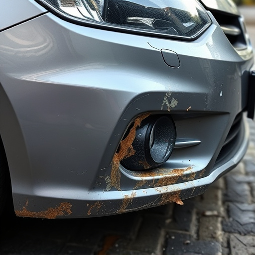 damaged car bumper