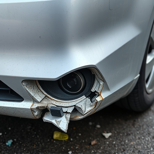 damaged car bumper
