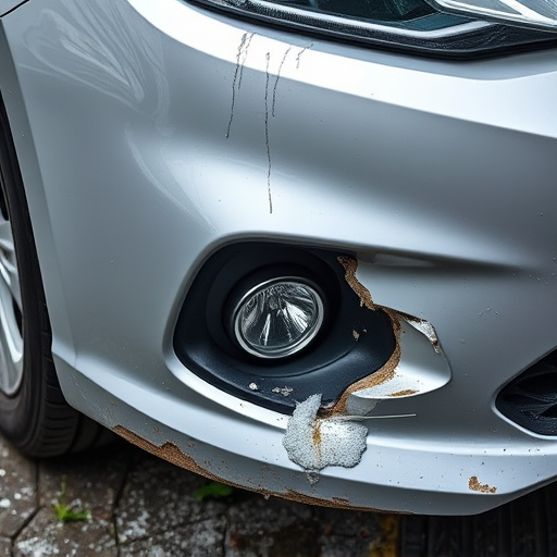 damaged car bumper
