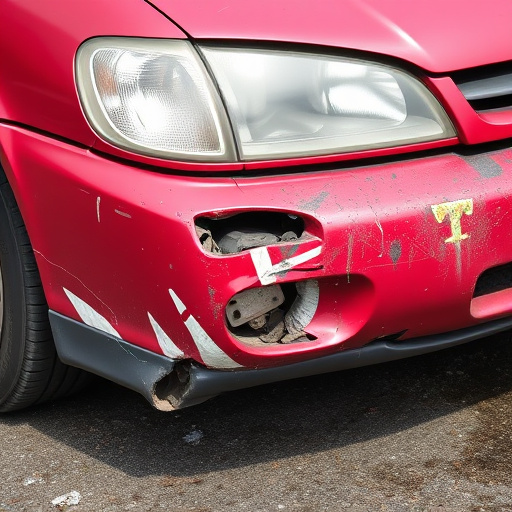 damaged car bumper