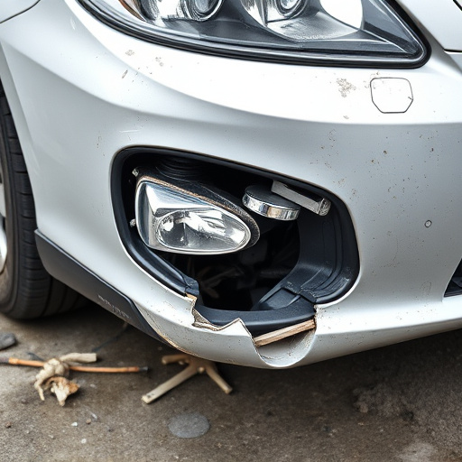 damaged car bumper