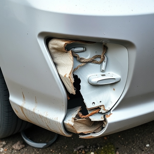 damaged car bumper