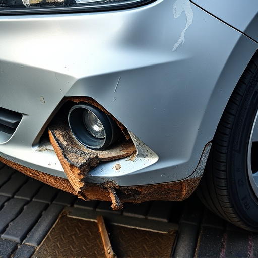 damaged car bumper