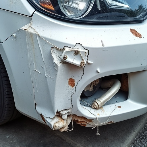 damaged car bumper