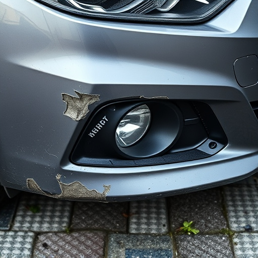 damaged car bumper