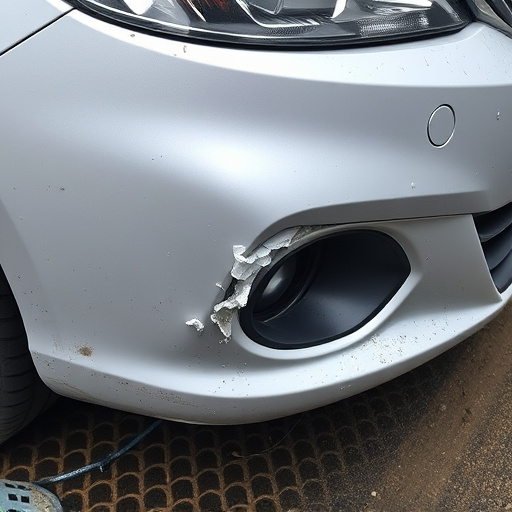 damaged car bumper
