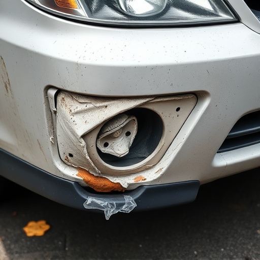 damaged car bumper