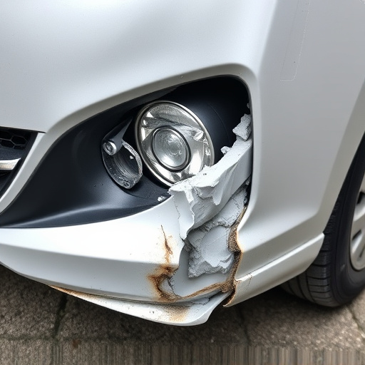 damaged car bumper