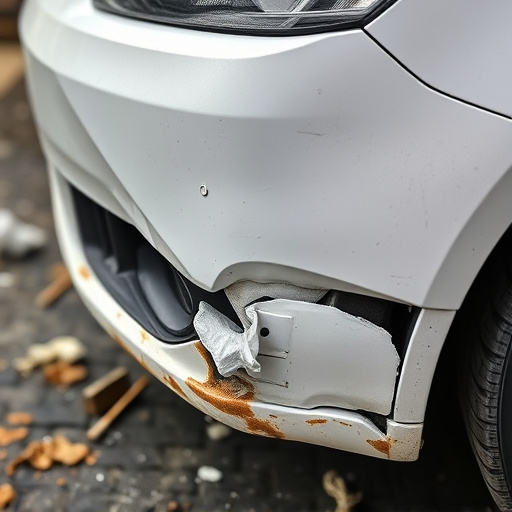 damaged car bumper