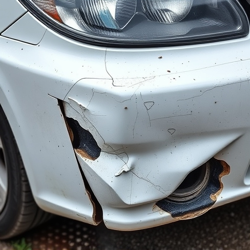 damaged car bumper