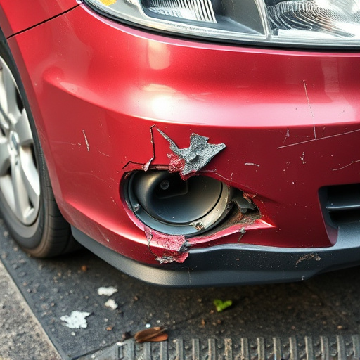 damaged car bumper