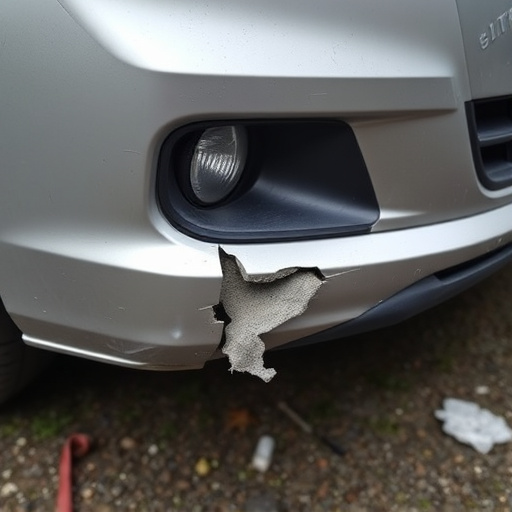 damaged car bumper