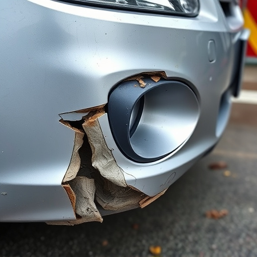 damaged car bumper
