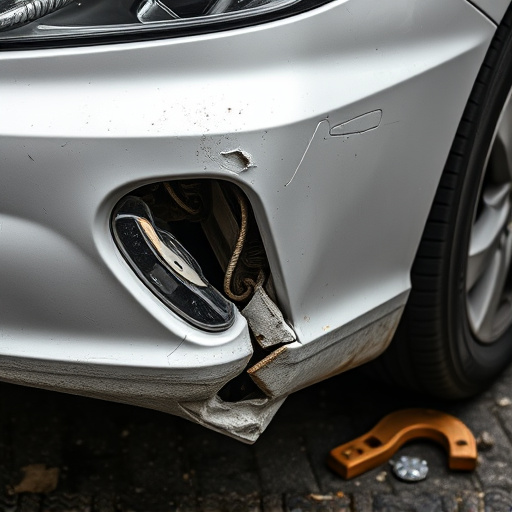 damaged car bumper