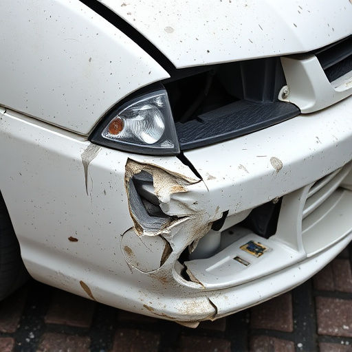 damaged car bumper