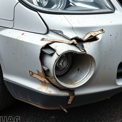 damaged car bumper