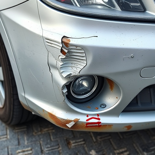 damaged car bumper