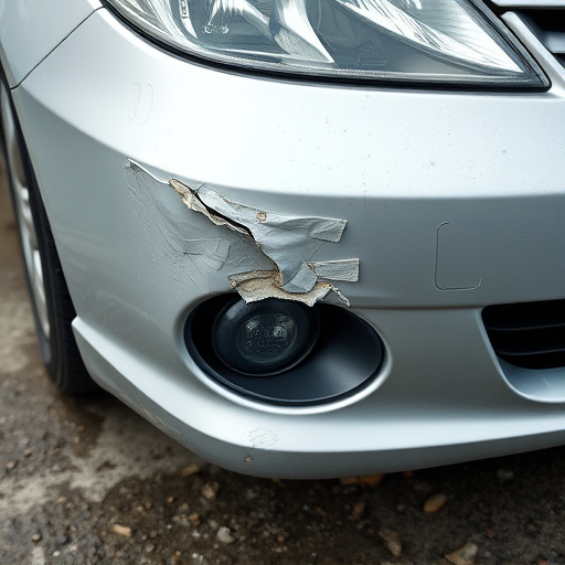 damaged car bumper